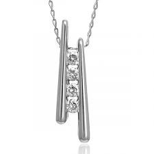 18ct White Gold Tension Set Contemporary Diamond Necklace 