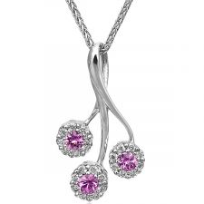 18ct White Gold Diamond & Pink Sapphire Necklace