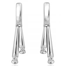 18ct White Gold Diamond Double Drop Earrings 0.06ct