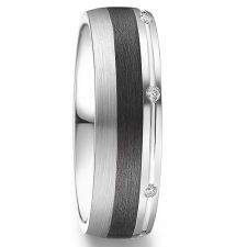 Palladium & Carbon Fibre Diamond Wedding Ring
