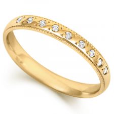 9ct Yellow Gold 3mm Diamond Set Wedding Ring 0.09ct