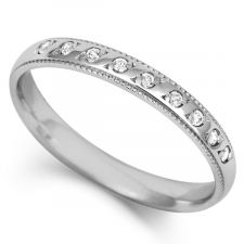 18ct White Gold 3mm Diamond Set Wedding Ring 0.09ct