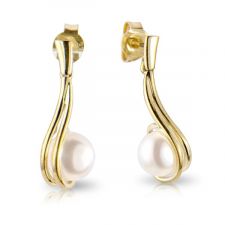 9ct Yellow Gold Pearl drop earrings