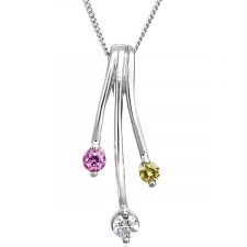 18ct White Gold Diamond & Pink Sapphire & Yellow Sapphire Necklace