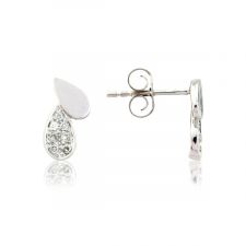 18ct White Gold Double Tear Drop Diamond Earrings