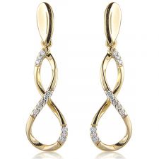 18ct Yellow Gold Figure of 8 Diamond Drop Earrings 0.11ct
