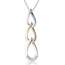18ct White & Rose Gold Drop Necklace 0.05ct