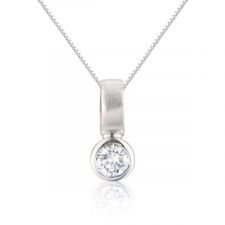 18ct White Gold Rub-Over Diamond Necklace