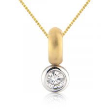 18ct Yellow & White Gold Diamond Solitaire Necklace