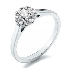 9ct White Gold Diamond Halo Engagement Ring 0.40ct