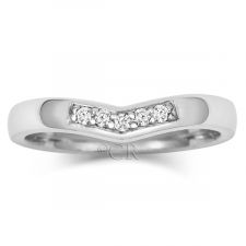 9ct White Gold Diamond Wishbone Wedding Ring 0.08ct
