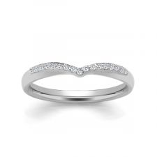 9ct White Gold V Shaped Diamond Wedding Ring 0.09ct