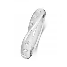 18ct White Gold Cross-Over Ring 0.13ct