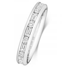 Round & Baguette Diamond Wedding Ring 